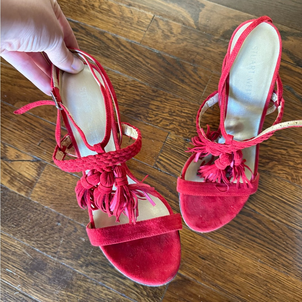 Stuart Weitzman red strappy sandals